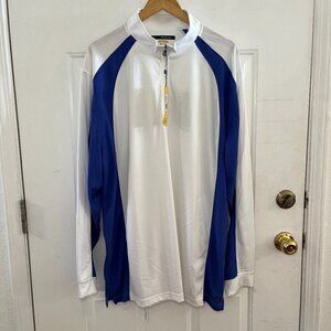 Greg Norman Men's Blue/White Big & Tall Play Dry Outdoor Sport Shirt Sz XXL